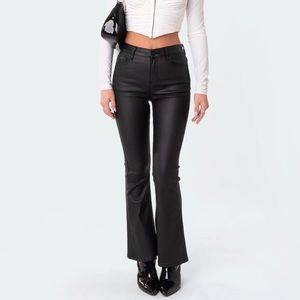 Edikted Luna Faux Leather Flare Pants